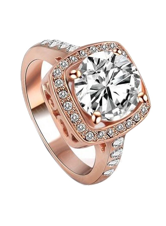 18 Karat Rose Gold Plated Swiss Zircon Studded Ring  - Image 1