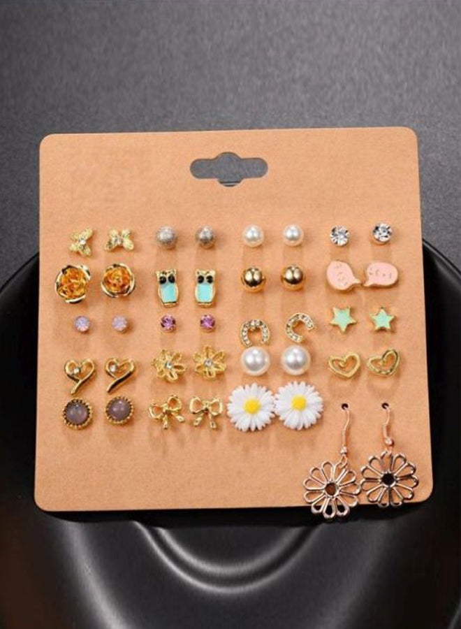 BESTPICKS 20-Pair Alloy Crystal Studded Earrings Set - Image 2
