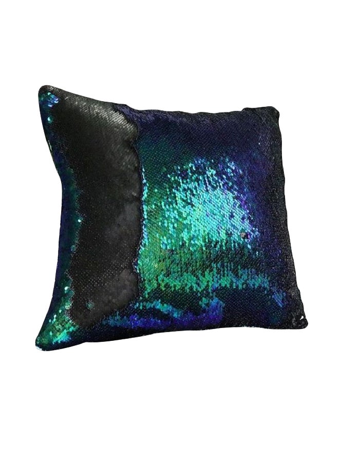 Reversible Sequin Cushion Cover Green/Black/Blue 39x39centimeter - Image 1