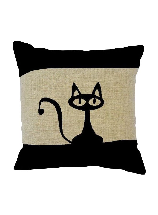 Printed Cushion Cover Black/Beige - Image 1