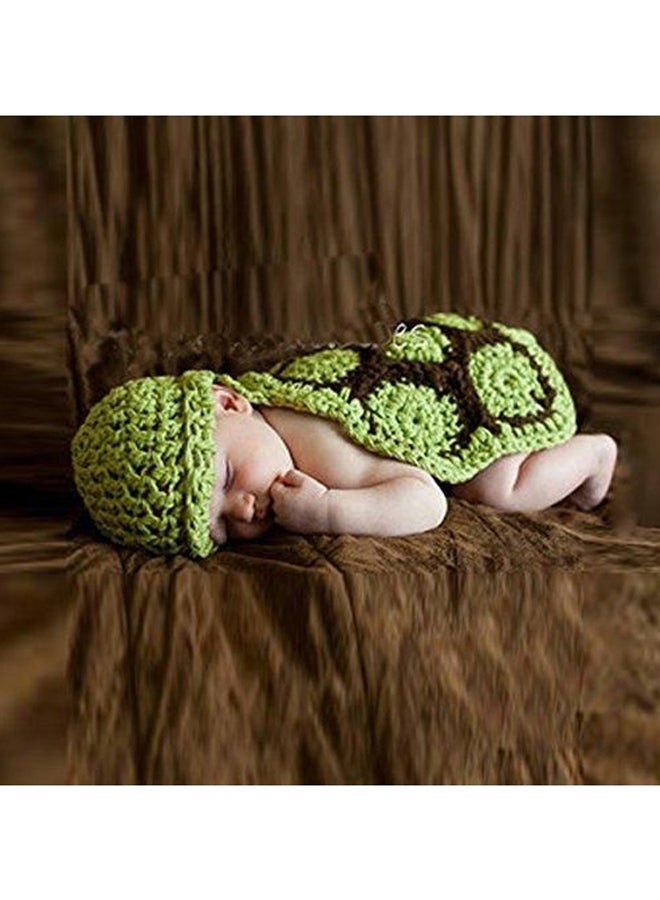 Turtle Design Photography Costume For Newborn Green/Brown  - Image 5