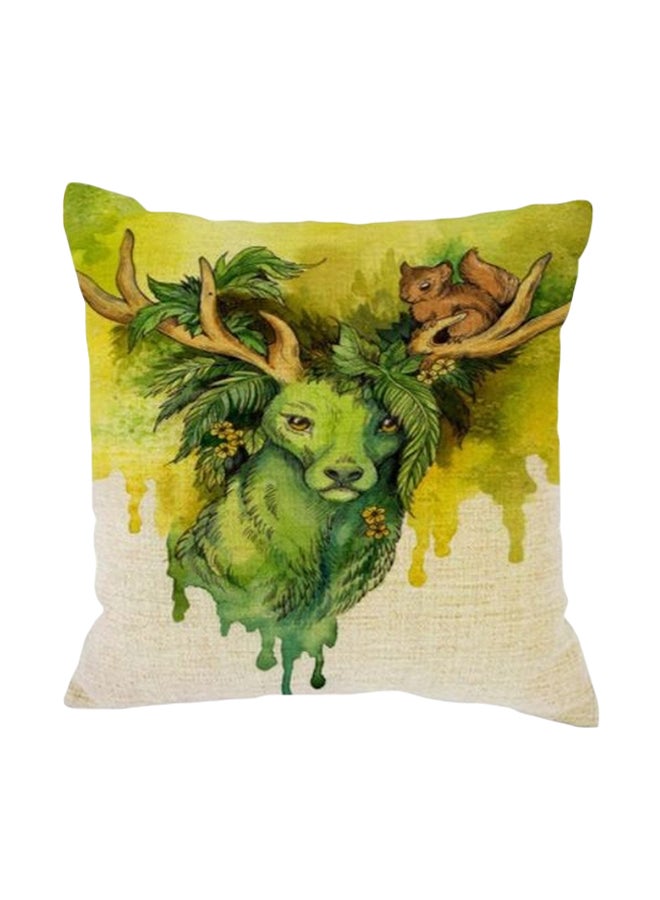 Printed Cushion Cover Green/Beige/Brown