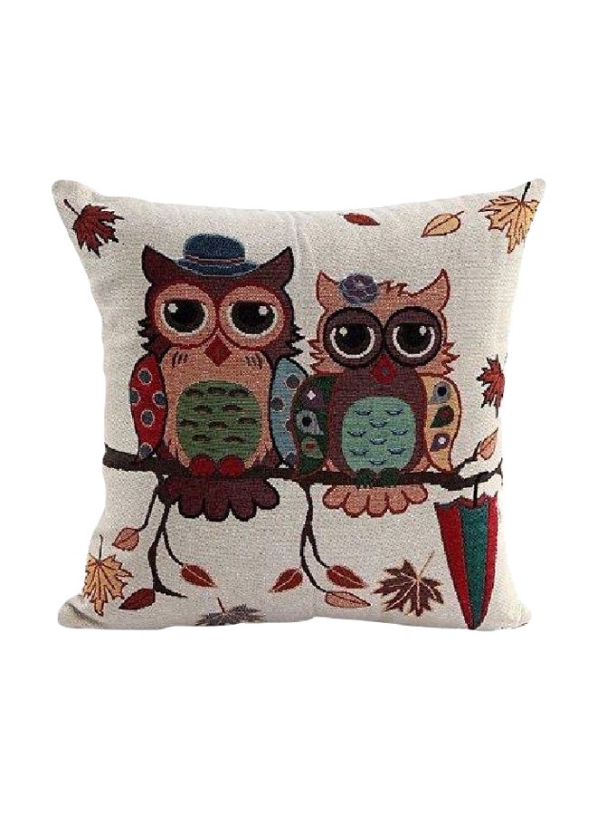 Printed Cushion Cover White/Brown/Black 43x43cm - Image 1