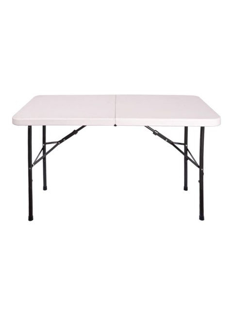 Portable Plastic Folding Table White/Black 62x122x74cm