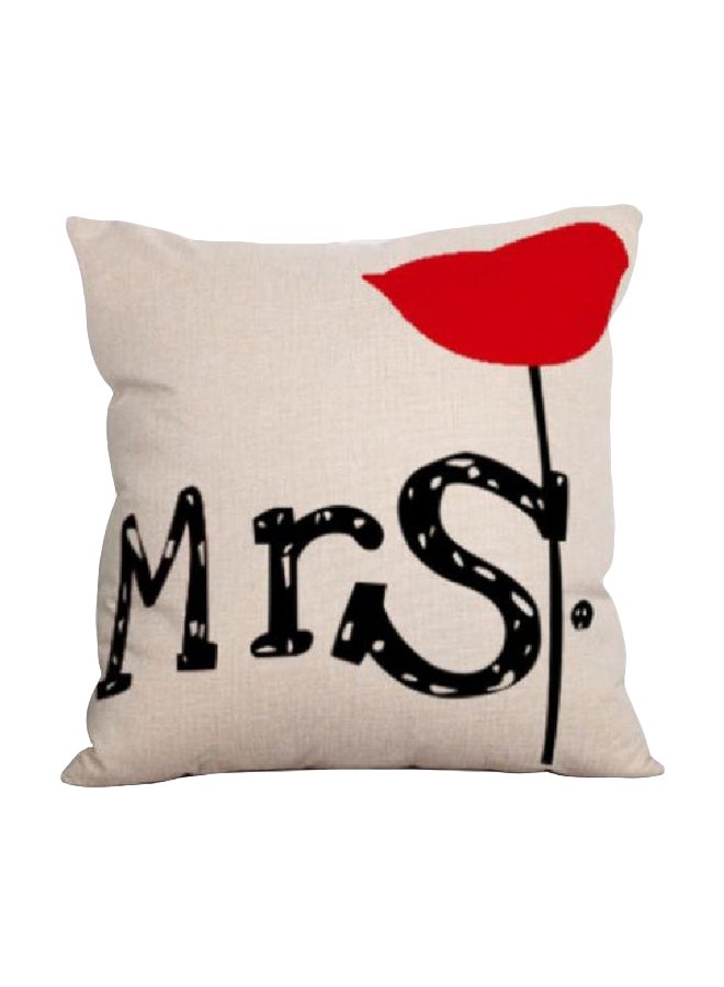Printed Cushion Cover Beige/Black/Red 43x43cm - Image 1
