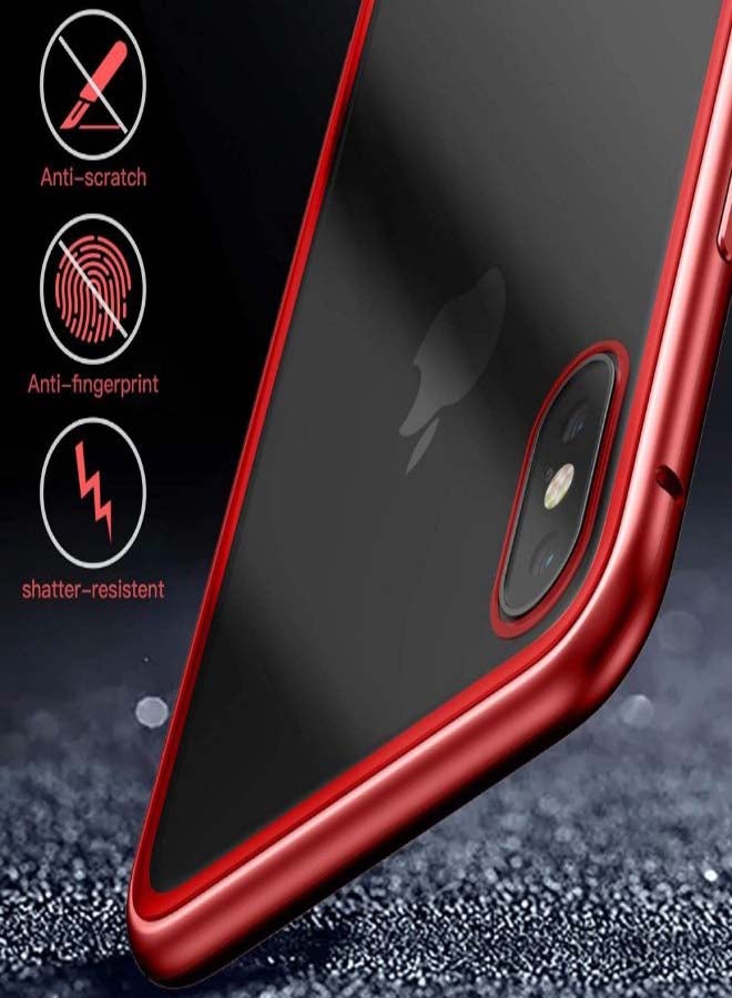 Muzz Case Cover With Screen Protector For Apple iPhone 10/X 5.5-Inch Red/Clear - Image 4