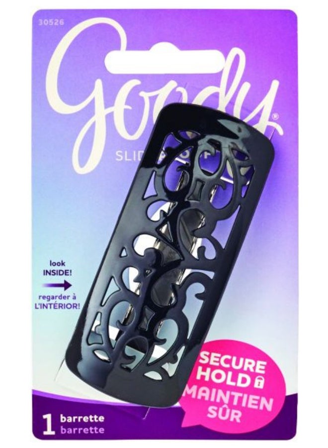 Goody Slide Proof Autoclasp Carved Hair Barrettes Black