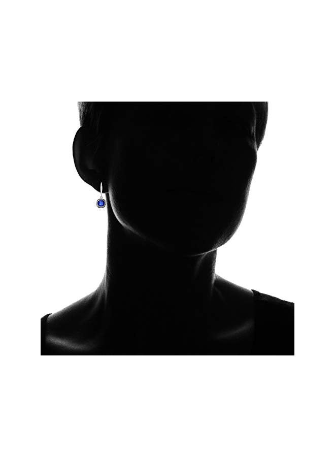 Ice Gems 925 Sterling Silver Sapphire Studded Dangle Earrings - Image 3