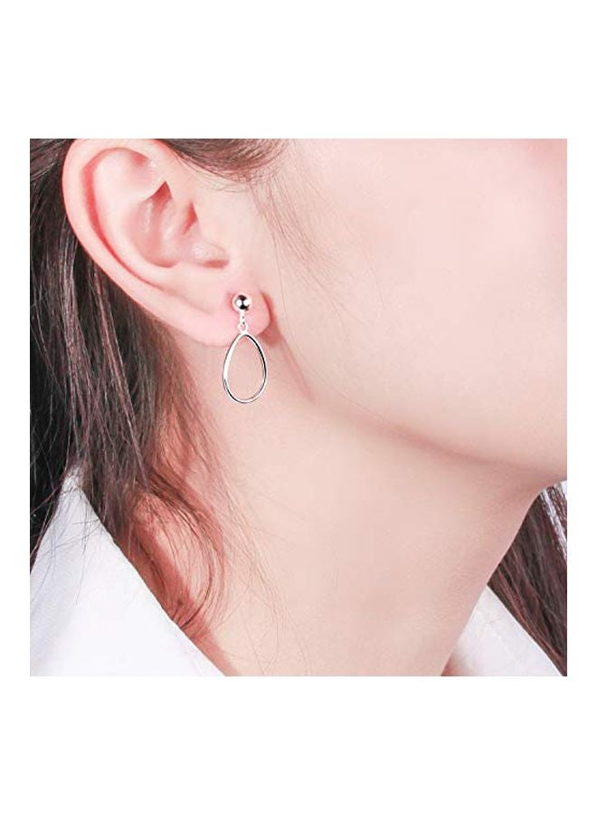 Sea of Ice - 925 Sterling Silver Oval Hoop Earrings - Image 1