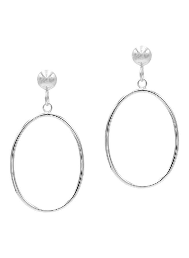 Sea of Ice - 925 Sterling Silver Oval Hoop Earrings - Image 1