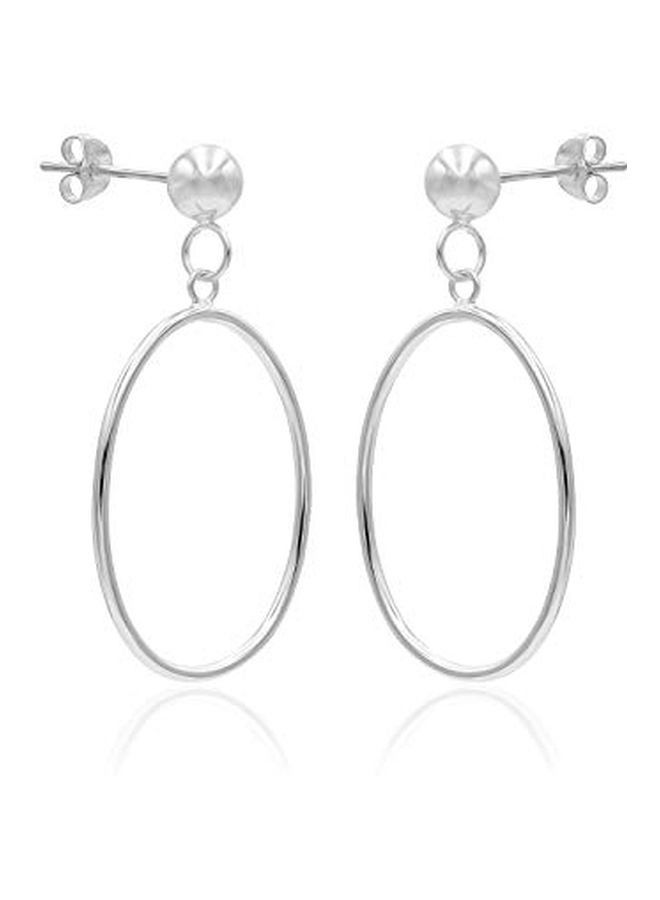 Sea of Ice - 925 Sterling Silver Oval Hoop Earrings - Image 1