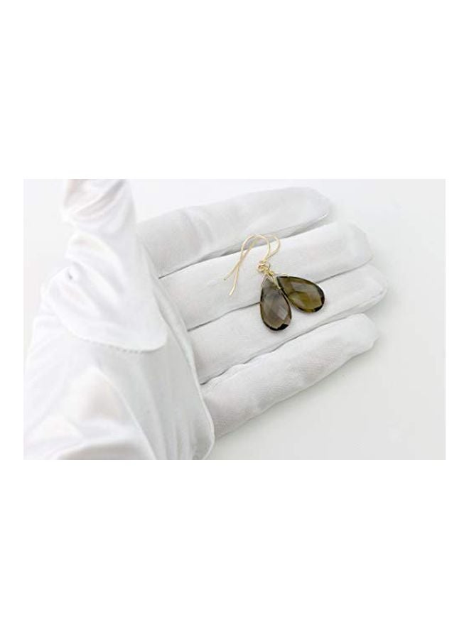 سباي جلاس ديزاينز أقراط بتصميم قطرة ماء مطلية بالذهب عيار 14 قيراط مزينة بالكوارتز ذو اللون الدخاني بتصميم مضلع - Image 2