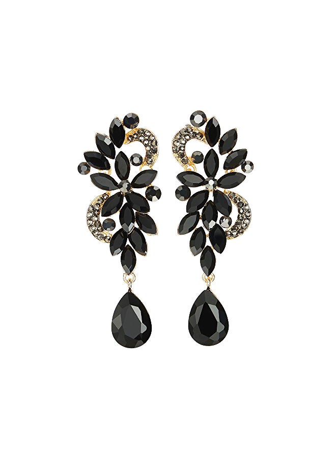 COOLSTEELANDBEYOND - Alloy Rhinestone And Crystal Studded Teardrop Earrings - Image 1