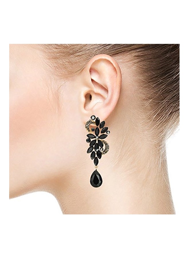 COOLSTEELANDBEYOND - Alloy Rhinestone And Crystal Studded Teardrop Earrings - Image 1
