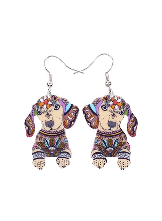 BONSNY Rhodium Plated Dachshund Dog Animal Theme Dangle Earrings - Image 1