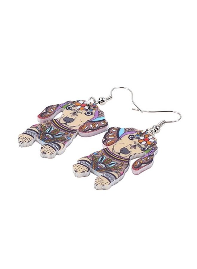 BONSNY Rhodium Plated Dachshund Dog Animal Theme Dangle Earrings - Image 2