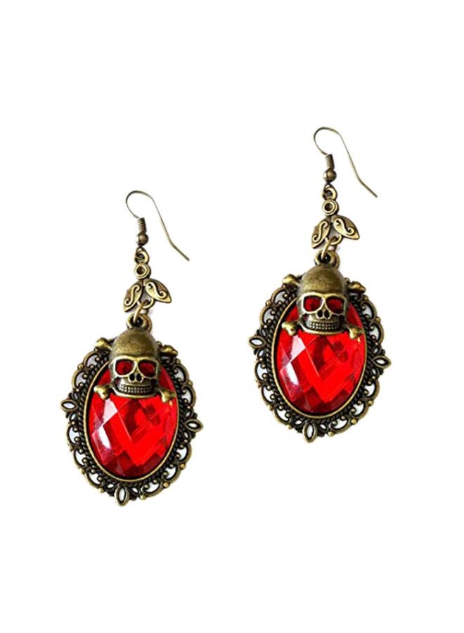 Joji Boutique - Alloy Crystal Skull Dangle Drop Earrings - Image 1