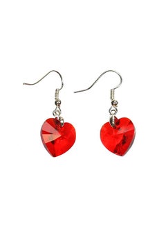 Brass Swarovski Crystal Studded Heart Shaped Dangle Earrings