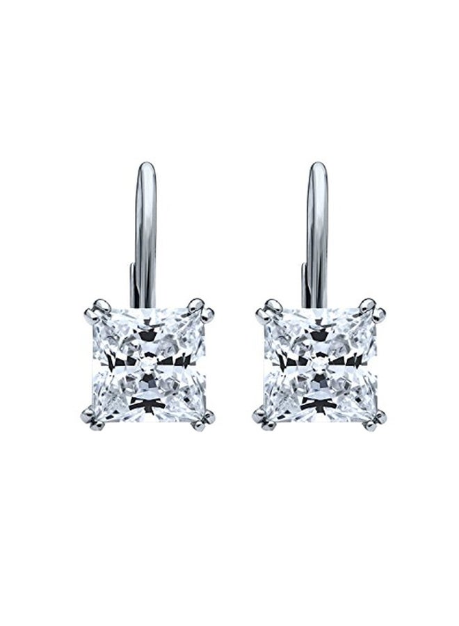 Berricle 925 Sterling Silver Cubic Zirconia Studded Dangle Drop Earrings  - Image 1