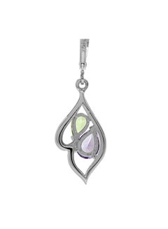 Rhodium Plated 925 Sterling Silver Amethyst And Peridot Studded Dangle Earrings - v1553285436/N22539954A_2