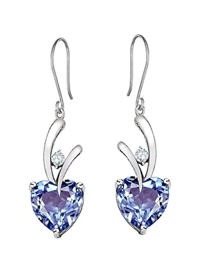 Star K 925 Sterling Silver Aquamarine Studded Earrings - Image 1
