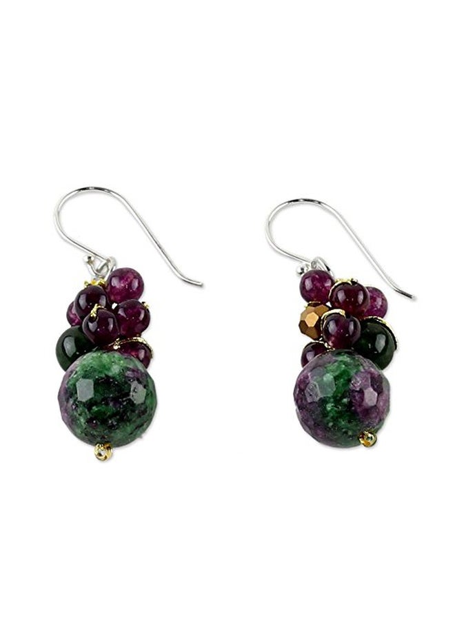 NOVICA 925 Sterling Silver Quartz And Glass Bead Embellished Sweet Berries Earrings - Image 2