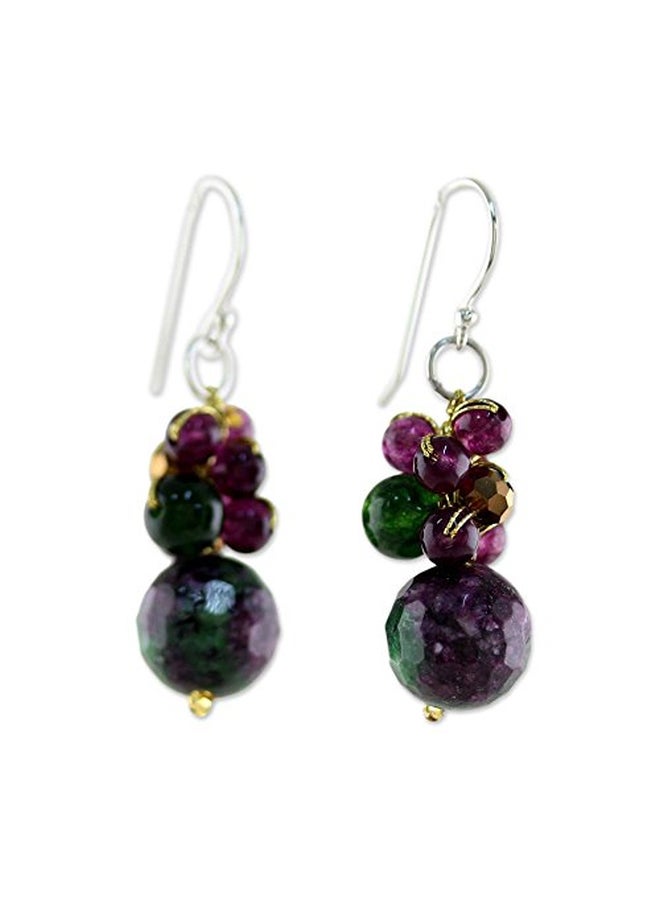 NOVICA 925 Sterling Silver Quartz And Glass Bead Embellished Sweet Berries Earrings - Image 3