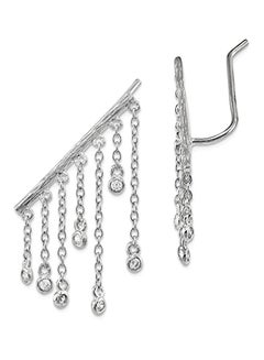 Sonia Jewels 925 Sterling Silver Cubic Zirconia Studded Ear Climber Earrings 
