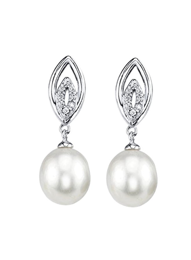 925 Sterling Silver Cubic Zirconia And Pearl Studded Earrings - v1553286031/N22540866A_1