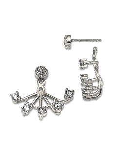 Sonia Jewels 925 Sterling Silver Cubic Zirconia Studded Dangle Earrings 