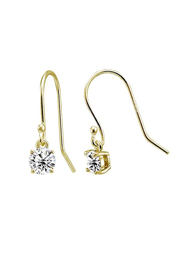 Hoops & Loops Gold Plated 925 Sterling Silver Cubic Zirconia Studded Dangle Earrings  - Image 1