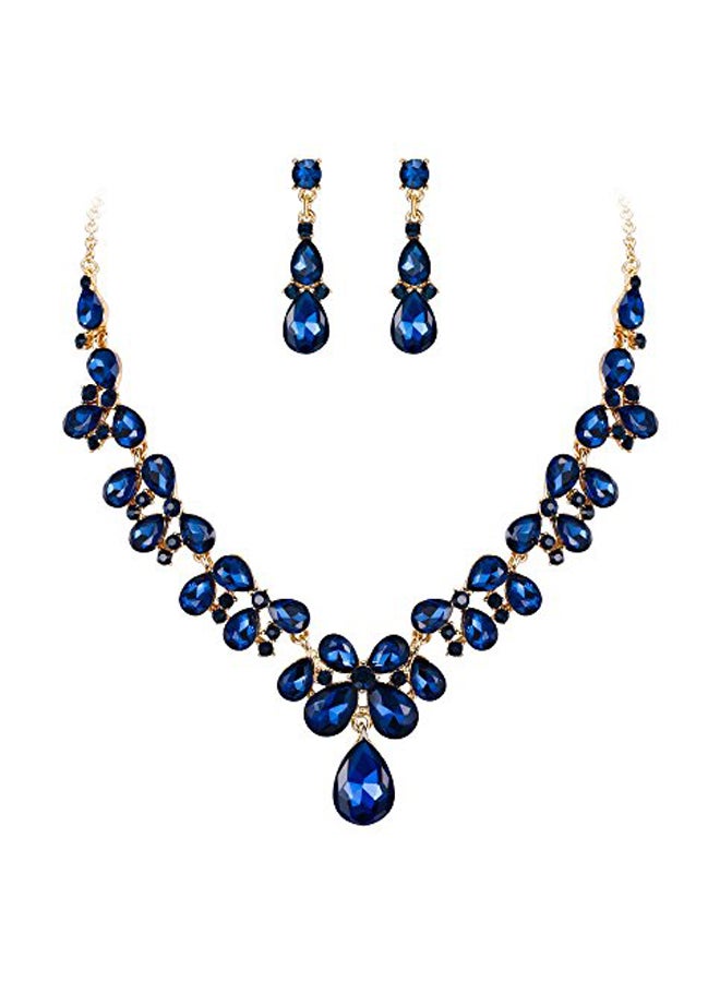 بريلوف طقم من أقراط وقلادة من النحاس مناسبة لحفلات الزفاف - Image 1