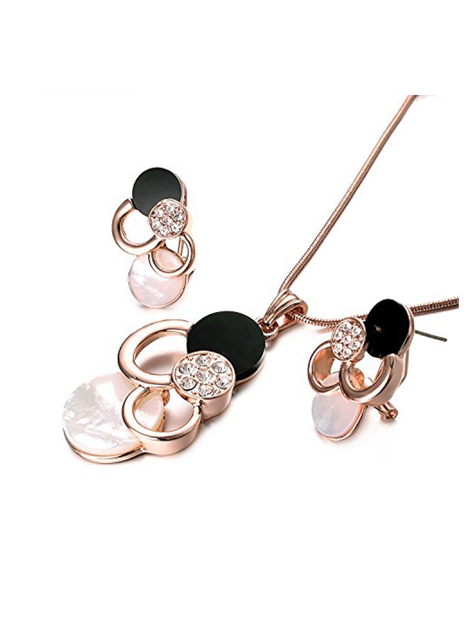 Yoursfs - 18K Gold Plated Rhinestone Studded Necklace And Earrings Set - Image 1