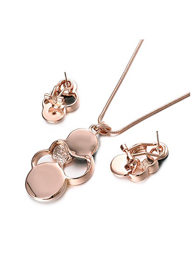 Yoursfs - 18K Gold Plated Rhinestone Studded Necklace And Earrings Set - Image 1