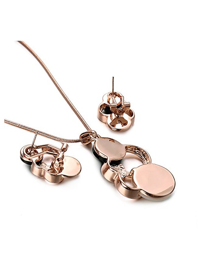Yoursfs - 18K Gold Plated Rhinestone Studded Necklace And Earrings Set - Image 1