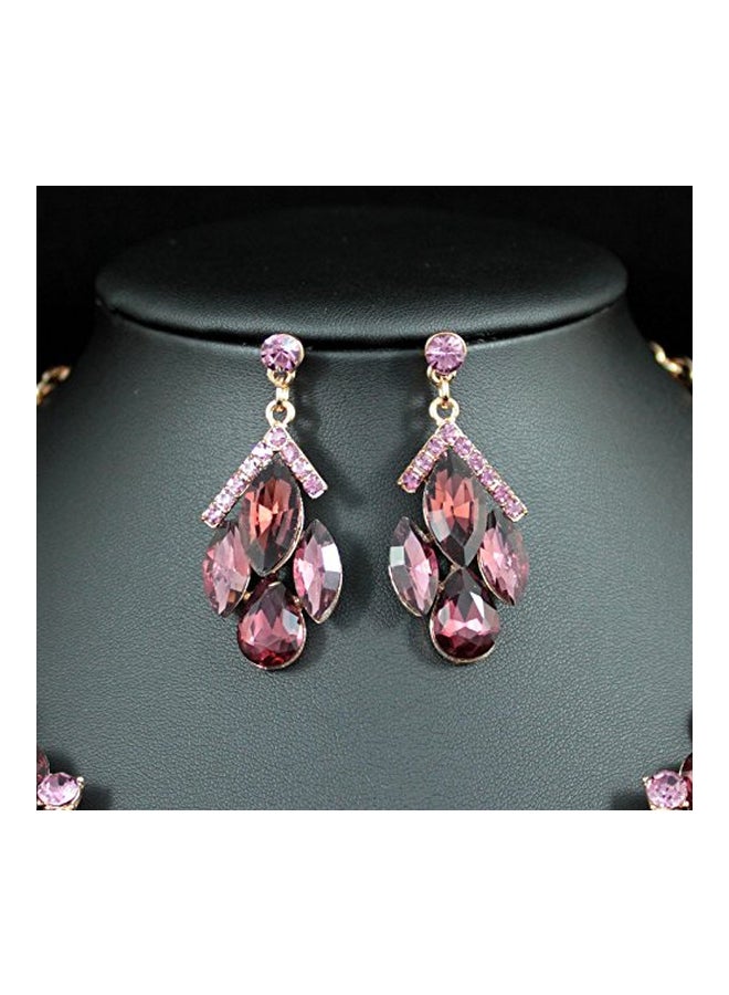 Janefashions Rhinestones Crystal Studded Bib Necklace And Earrings Set - Image 3