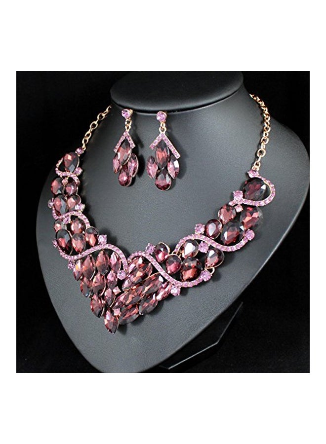 Janefashions Rhinestones Crystal Studded Bib Necklace And Earrings Set - Image 4