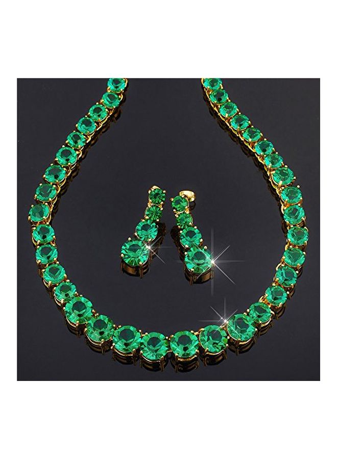 RIZILIA Gold Plated Brass Round Cut Jewellery Set - Image 3