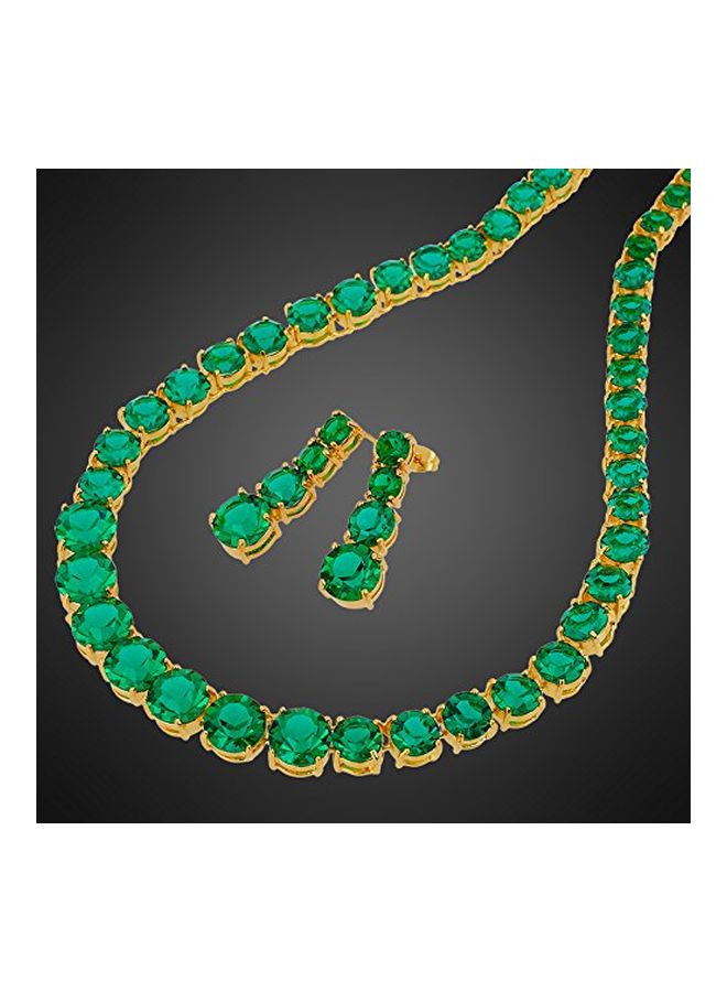 RIZILIA Gold Plated Brass Round Cut Jewellery Set - Image 4