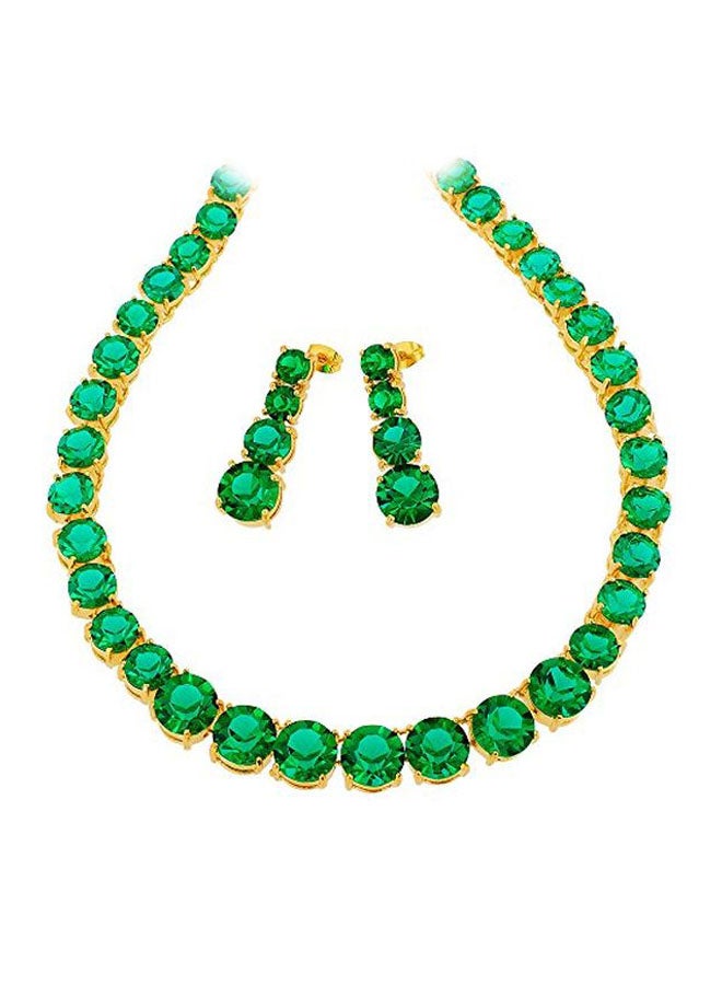 RIZILIA Gold Plated Brass Round Cut Jewellery Set - Image 1