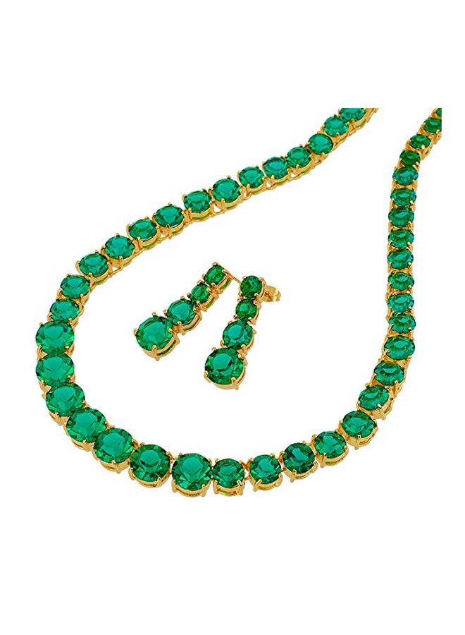 RIZILIA Gold Plated Brass Round Cut Jewellery Set - Image 2