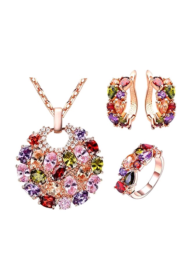 Lovelychica - Stainless Steel Studded Zircon Jewellery Set - Image 1