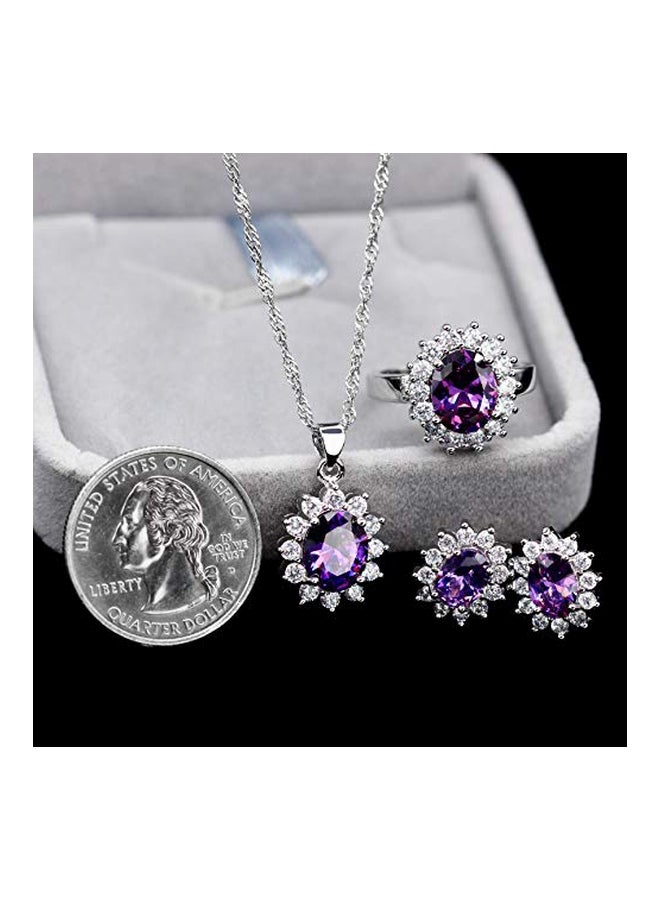 Uloveido White Gold Plated Zirconia Studded Jewellery Set - Image 4