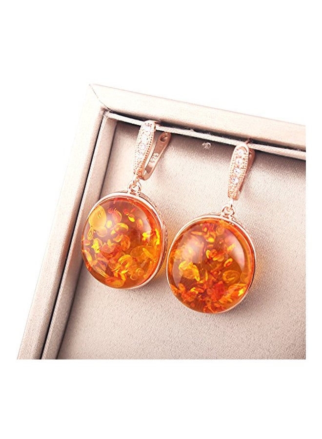 Ajojewel Brass Gold Plated Resin Stone Pendant Necklace And Earrings Set - Image 4