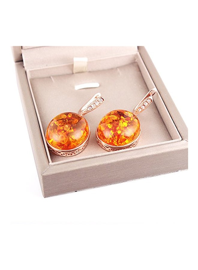 Ajojewel Brass Gold Plated Resin Stone Pendant Necklace And Earrings Set - Image 5