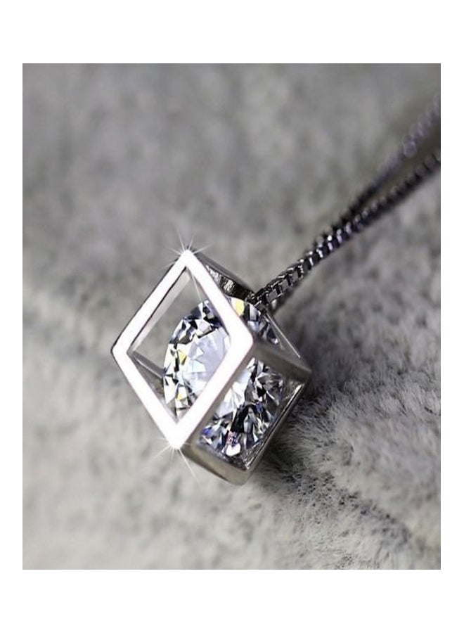 Crystalline Azuria 18 Karat White Gold Plated Zirconia Crystal Studded Pendant Necklace Set  - Image 2