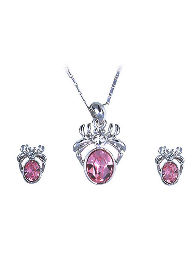 Alilang Alloy Crystal Studded Pendant Necklace And Earrings Set  - Image 1