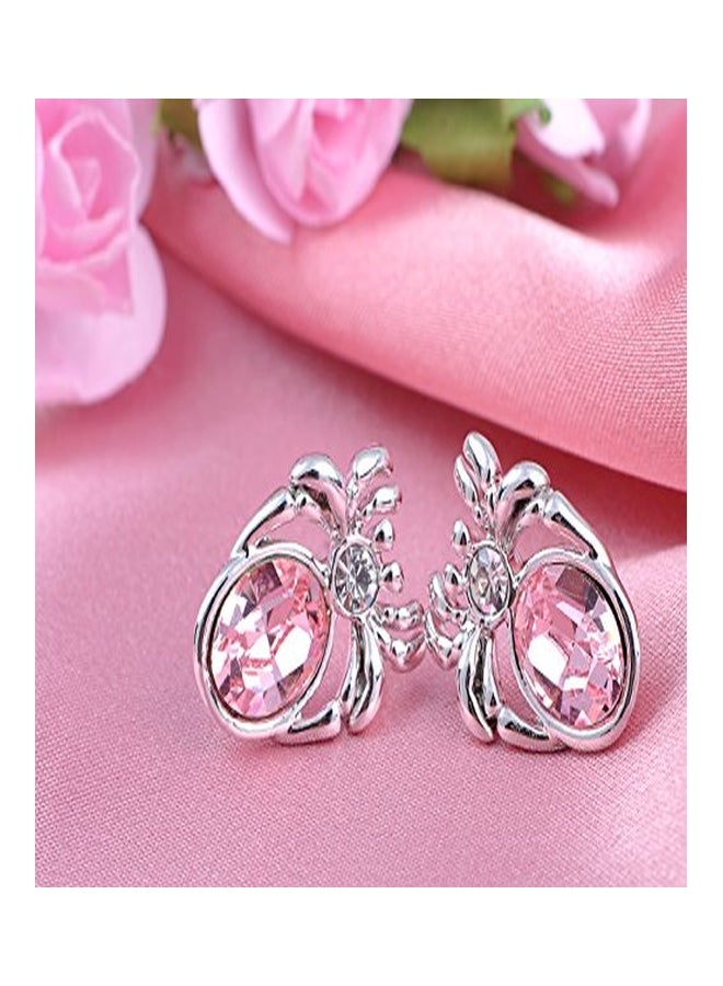 Alilang Alloy Crystal Studded Pendant Necklace And Earrings Set  - Image 2