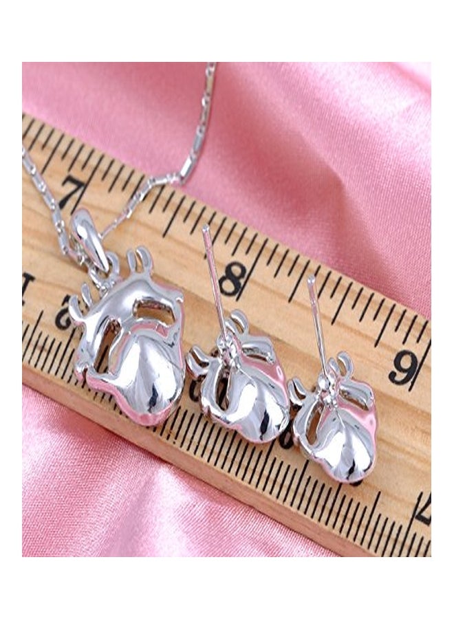 Alilang Alloy Crystal Studded Pendant Necklace And Earrings Set  - Image 3