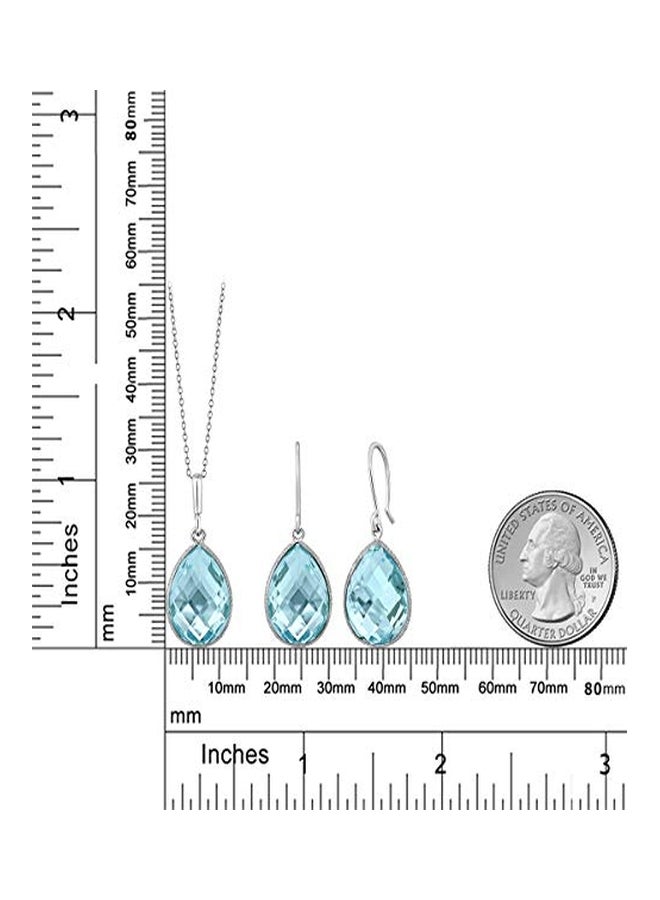 GEM STONE KING 925 Sterling Silver Topaz Studded Pendant Necklace And Earrings Set - Image 2